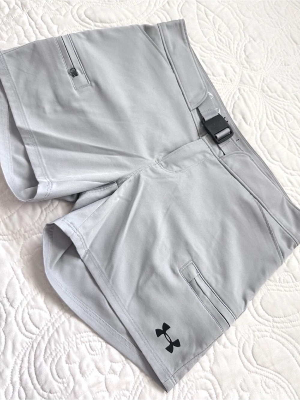 Under Armour Light Gray Athletic Cargo Shorts with Belt